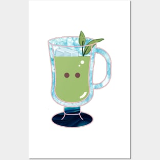 Cute matcha kawaii green drink Posters and Art